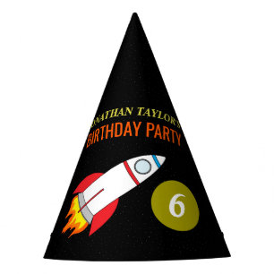Space Rocket to the Moon Children's Birthday Party Hat
