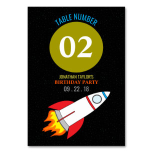 Space Rocket to the Moon Kid's Birthday Table No. Number