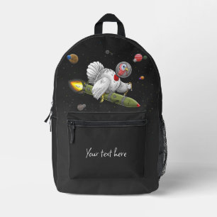 Space Rocket Turkey Printed Backpack