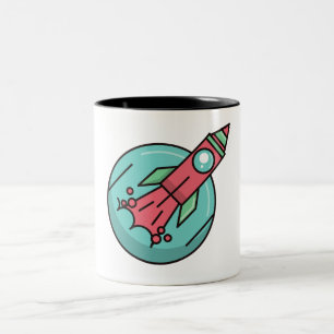 space rocket Two-Tone coffee mug