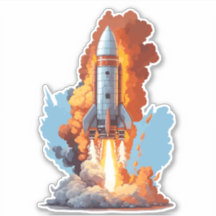 Space Rocket with Fiery Flames