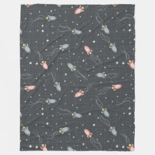 Space rockets fleece blanket