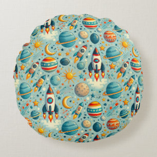 🪐 Space Round Pillow Cosmic Kids Room Decor