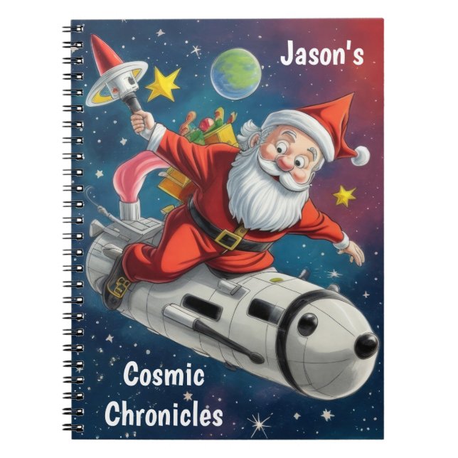 Space Santa Claus Personalised Notebook (Front)