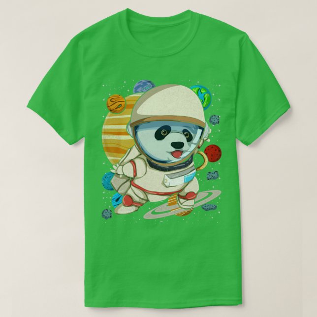 Space Science Astronaut Animal Cute Panda T-Shirt (Design Front)