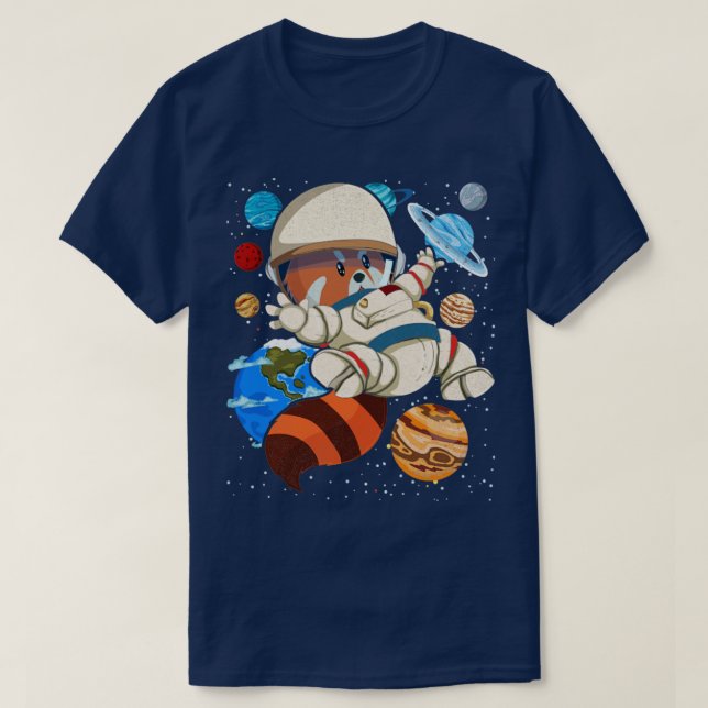 Space science red panda animal astronaut T-Shirt (Design Front)