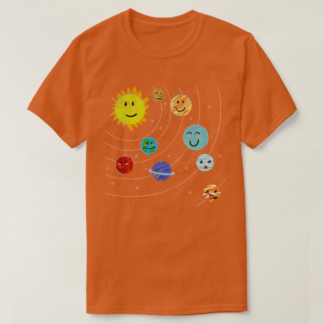 Space Scientist Cute Planets Solar System Astronom T-Shirt (Design Front)