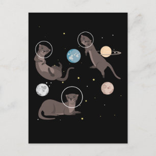 Space Sea Otters Funny Galaxy Otter Postcard