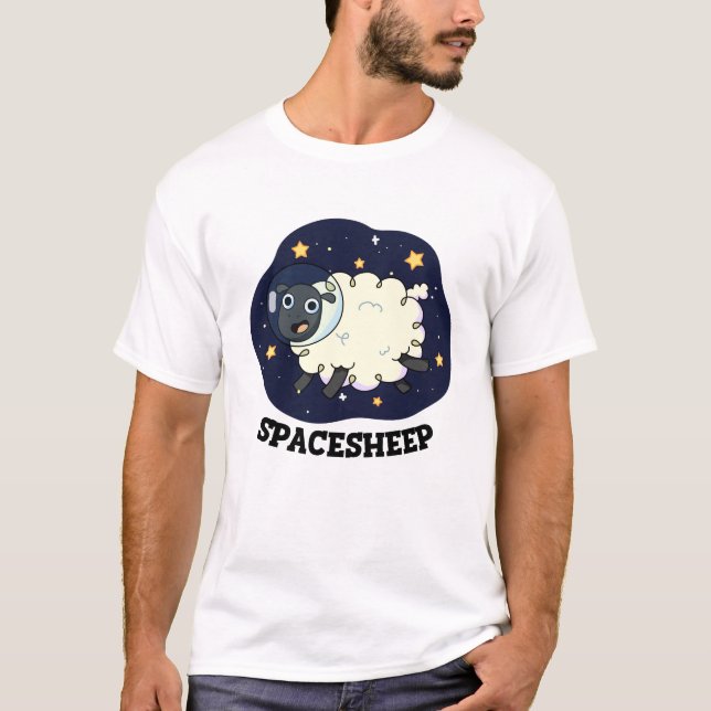 Space Sheep Funny Astronaut Pun T-Shirt (Front)