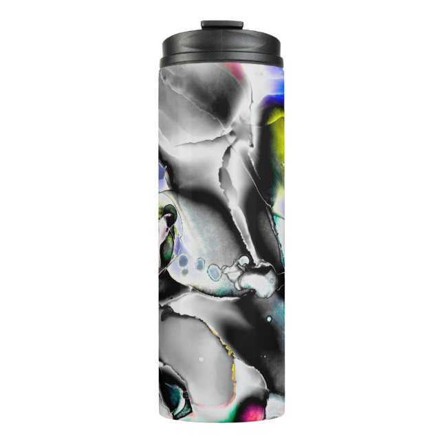 Space. Shiny White Background. Smoke Slate Picture Thermal Tumbler (Front)