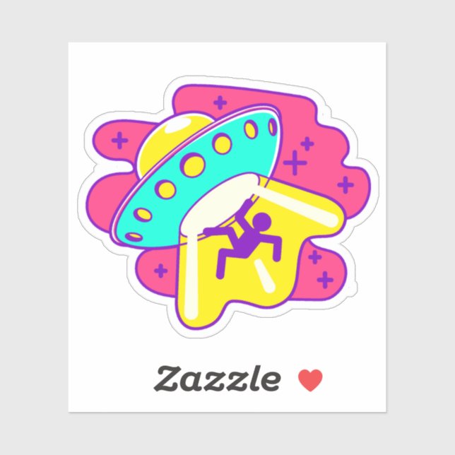 Space Ship Alien UFO Abduction - Vinyl Sticker (Sheet)