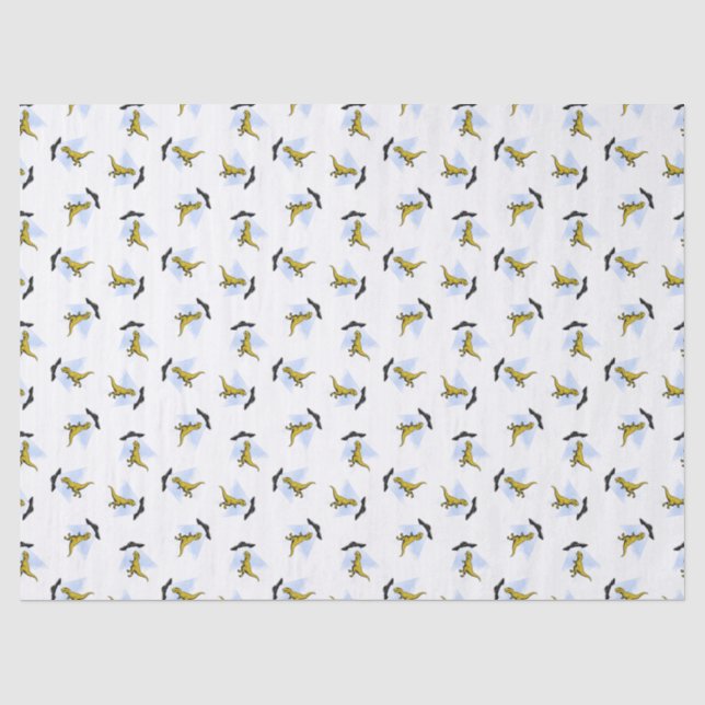 Space ship beaming up t-rex tissue paper (Front)