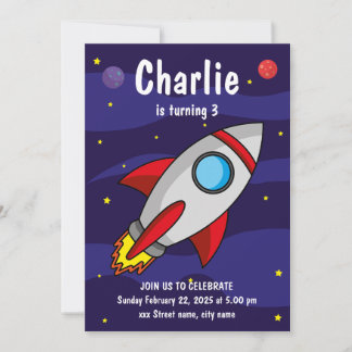 Space Ship Birthday Party Invitation