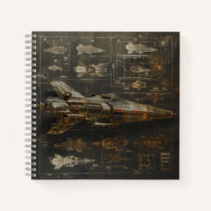 Space Ship Dark Diagram Notebook