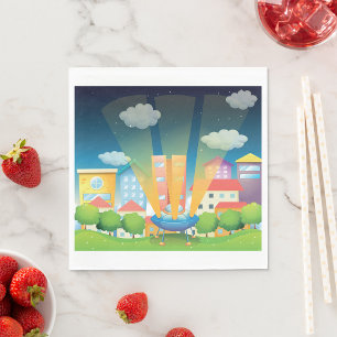 Space Ship In The City Paper Napkins