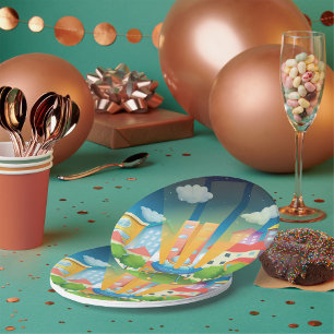 Space Ship In The City Paper Plates