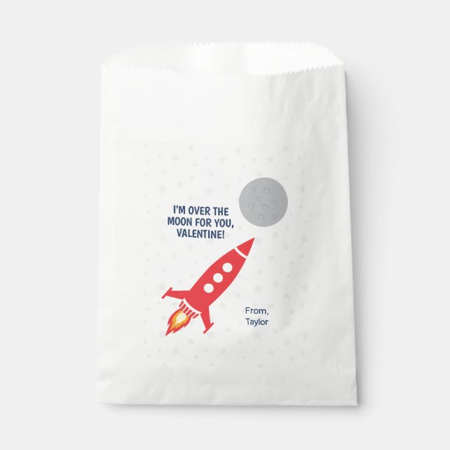 Space Ship Rocket Valentine Favour Bags (Front)
