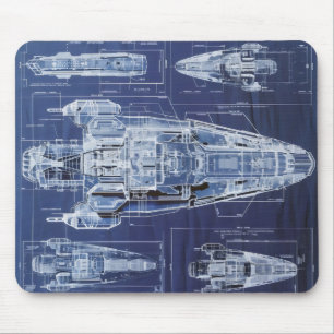 Space Ship Sci-Fi Diagram Mouse Pad