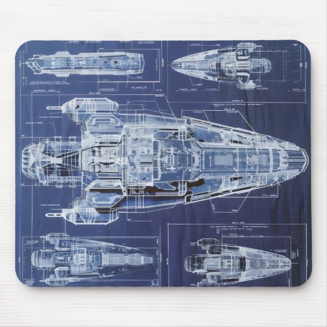 Space Ship Sci-Fi Diagram Mouse Pad (Front)