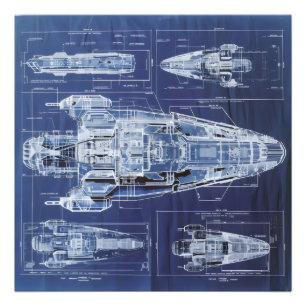 Space Ship Sci-Fi Diagram Photo Print