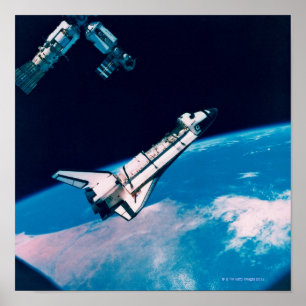 Space Shuttle and Station in Orbit Poster