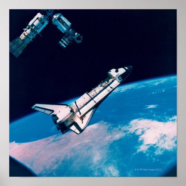 Space Shuttle and Station in Orbit Poster (Front)