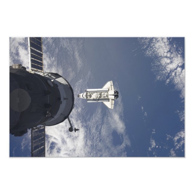 Space Shuttle Atlantis and a Russian spacecraft Photo Print (Front)