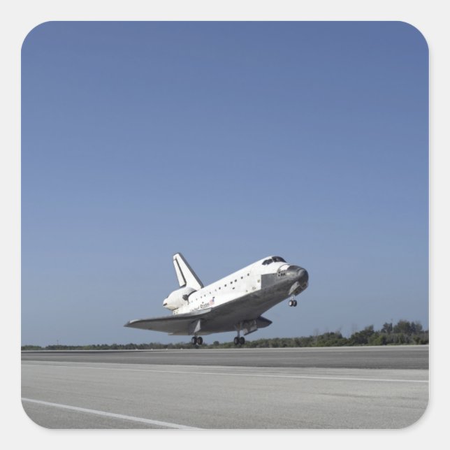 Space shuttle Atlantis approaching Runway 33 Square Sticker (Front)