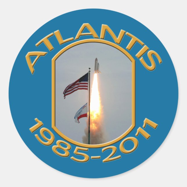 Space Shuttle Atlantis Final Lift Off Photo Classic Round Sticker (Front)