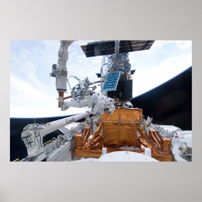 Space Shuttle Atlantis & Hubble Telescope Poster (Front)