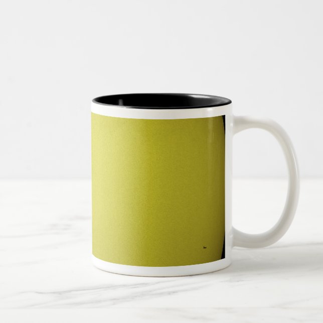 Space Shuttle Atlantis is seen in silhouette Two-Tone Coffee Mug (Right)