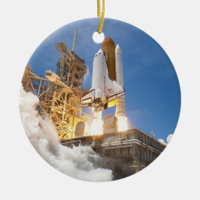 Space Shuttle Atlantis Launching STS-132 Mission Ceramic Tree Decoration (Front)