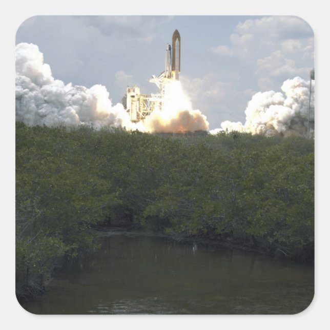 Space Shuttle Atlantis lifts off 13 Square Sticker (Front)
