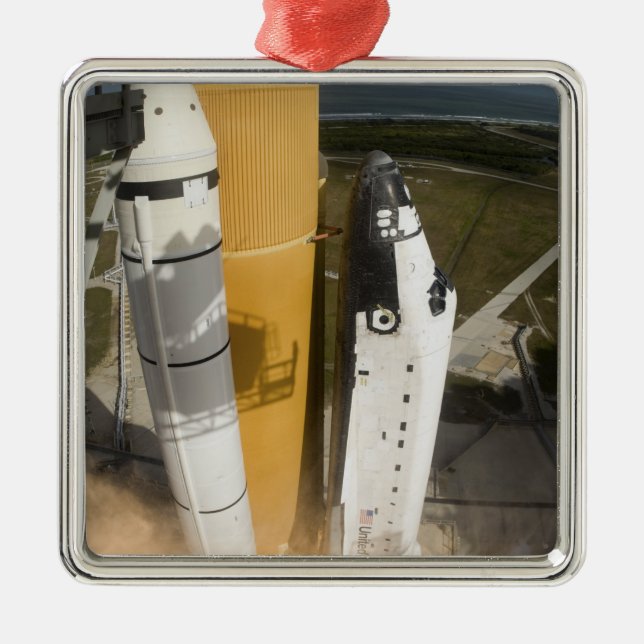 Space Shuttle Atlantis lifts off 17 Metal Tree Decoration (Front)