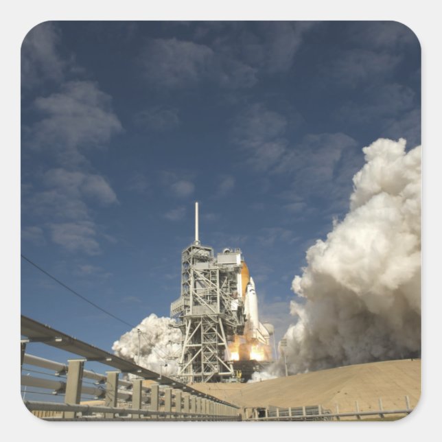 Space Shuttle Atlantis lifts off 20 Square Sticker (Front)