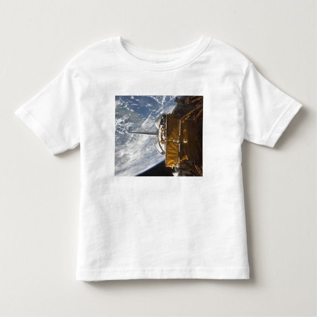 Space Shuttle Atlantis' payload bay backdropped Toddler T-Shirt (Front)
