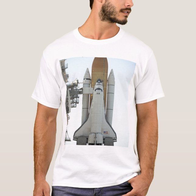 Space shuttle Atlantis sits on the launch pad T-Shirt (Front)