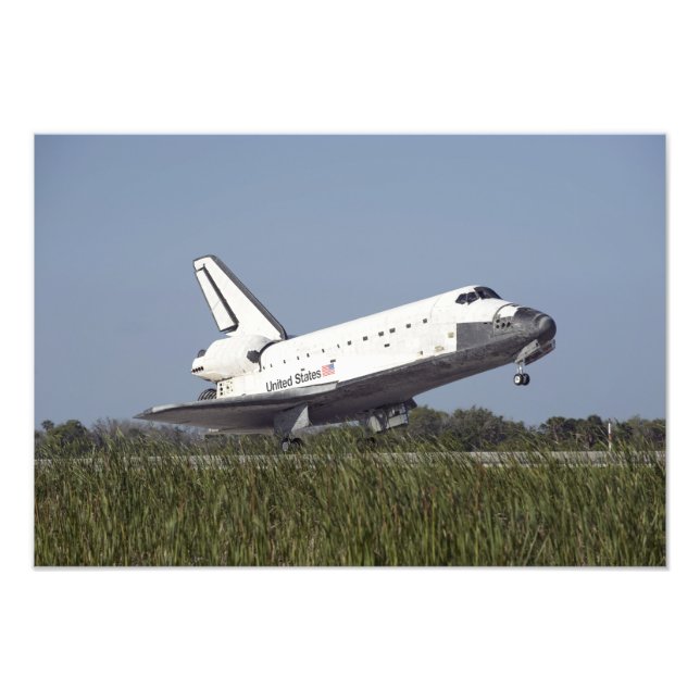 Space shuttle Atlantis touches down on Runway 3 Photo Print (Front)