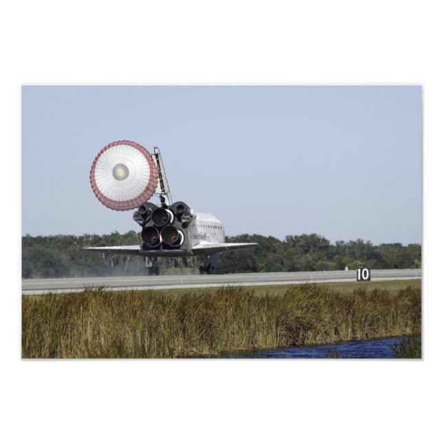 Space shuttle Atlantis unfurls its drag chute 2 Photo Print (Front)
