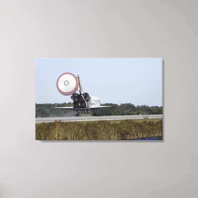 Space shuttle Atlantis unfurls its drag chute 3 Canvas Print (Front)