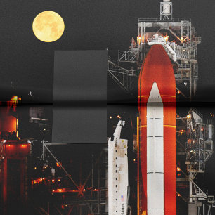 Space Shuttle Discovery and Full Moon in 2009 Tissue Paper