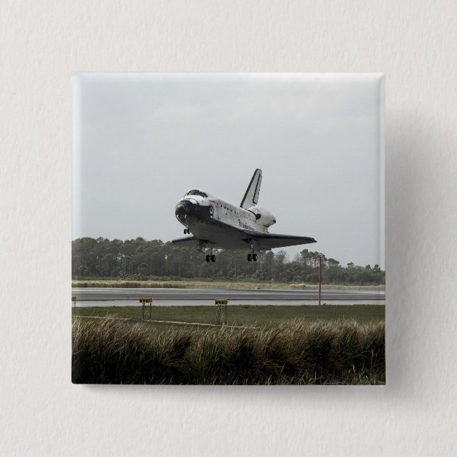 Space Shuttle Discovery approaches landing 15 Cm Square Badge (Front)