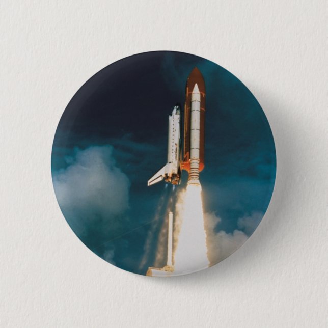 Space Shuttle Discovery Blast Off 6 Cm Round Badge (Front)