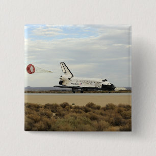 Space Shuttle Discovery deploys its drag chute 15 Cm Square Badge