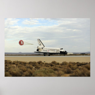 Space Shuttle Discovery deploys its drag chute Poster
