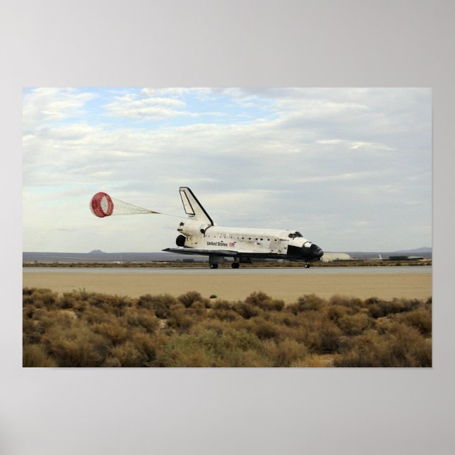 Space Shuttle Discovery deploys its drag chute Poster (Front)