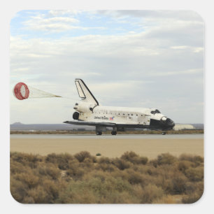 Space Shuttle Discovery deploys its drag chute Square Sticker
