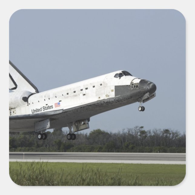 Space shuttle Discovery lands on Runway 33 2 Square Sticker (Front)