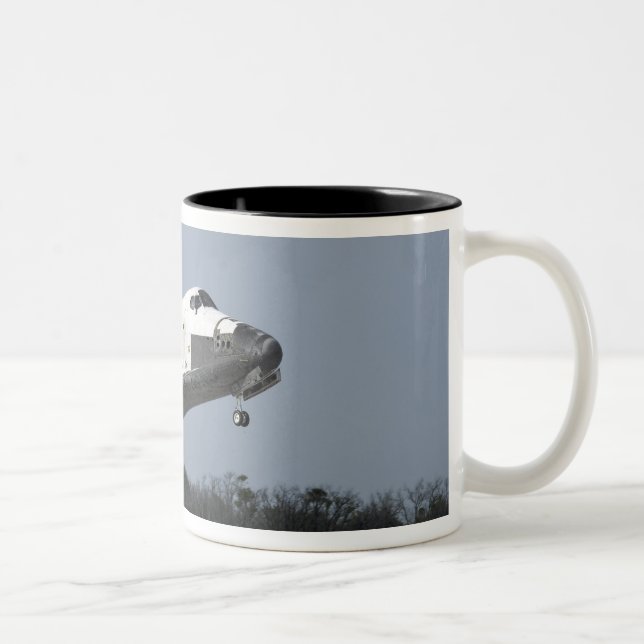 Space shuttle Discovery lands on Runway 33 2 Two-Tone Coffee Mug (Right)