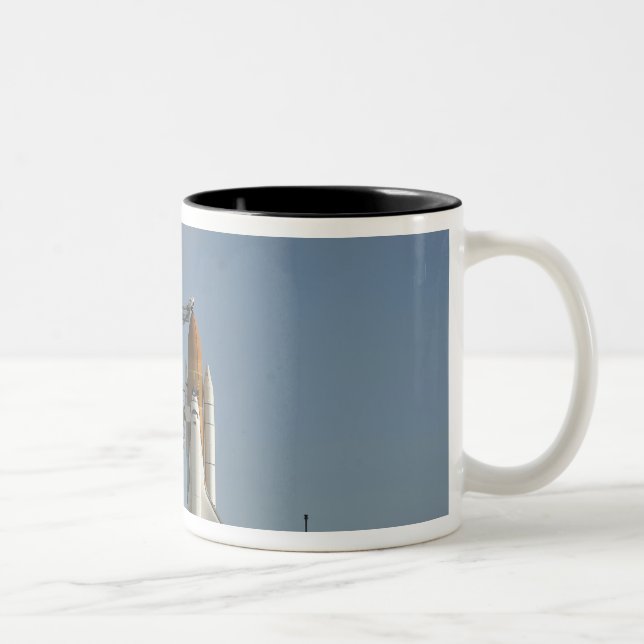 Space Shuttle Discovery sits ready 2 Two-Tone Coffee Mug (Right)